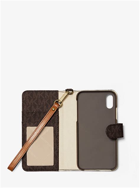 michael kors iphone xr trifold|Logo Stripe Wristlet Folio Case For iPhone XR .